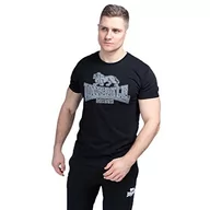 Koszulki męskie - Lonsdale Męski T-shirt Yettington, czarny/biały/szary, M - miniaturka - grafika 1