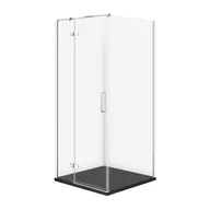 Kabiny prysznicowe - Kabina Prysznicowa Cersanit Jota 90X90X195 kwadratowa lewa transparentny brodzik Tako Slim 4cm czarny Mat  S601-327 - miniaturka - grafika 1