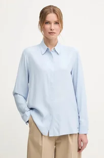 Tommy Hilfiger koszula damska kolor niebieski relaxed z kołnierzykiem klasycznym WW0WW44045 - Koszule damskie - miniaturka - grafika 1