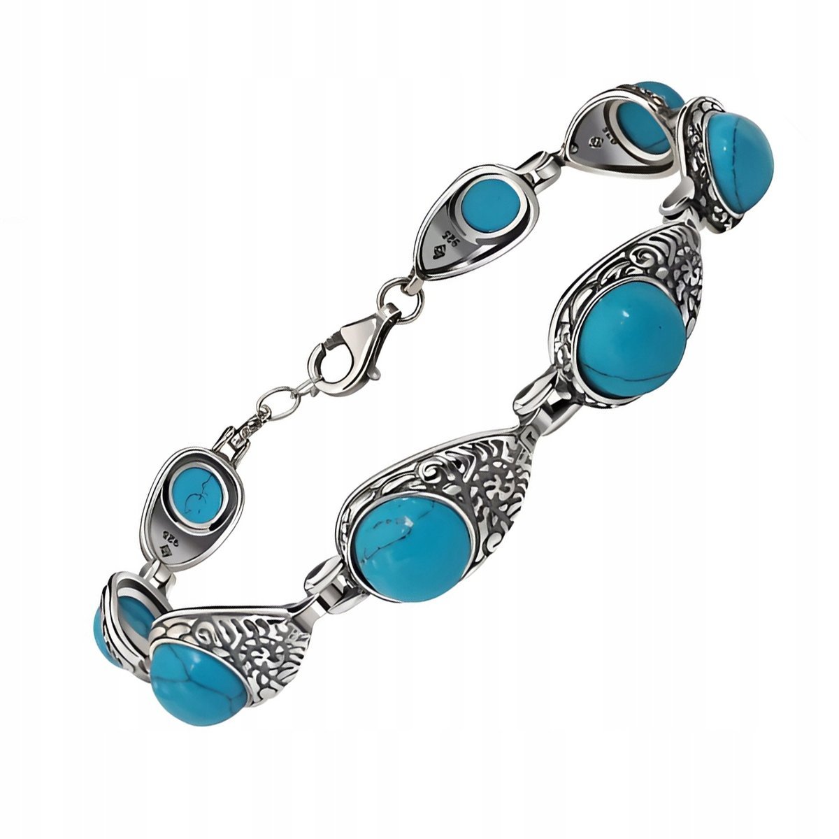 Bransoletka srebro pr. 925 Elegancka Bransoletka z Turkusem TURKUS