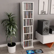 Pudełka i akcesoria na płyty CD - vidaXL Szafka na CD, wysoki połysk, biała, 21x16x88 cm, płyta wiórowa vidaXL - miniaturka - grafika 1