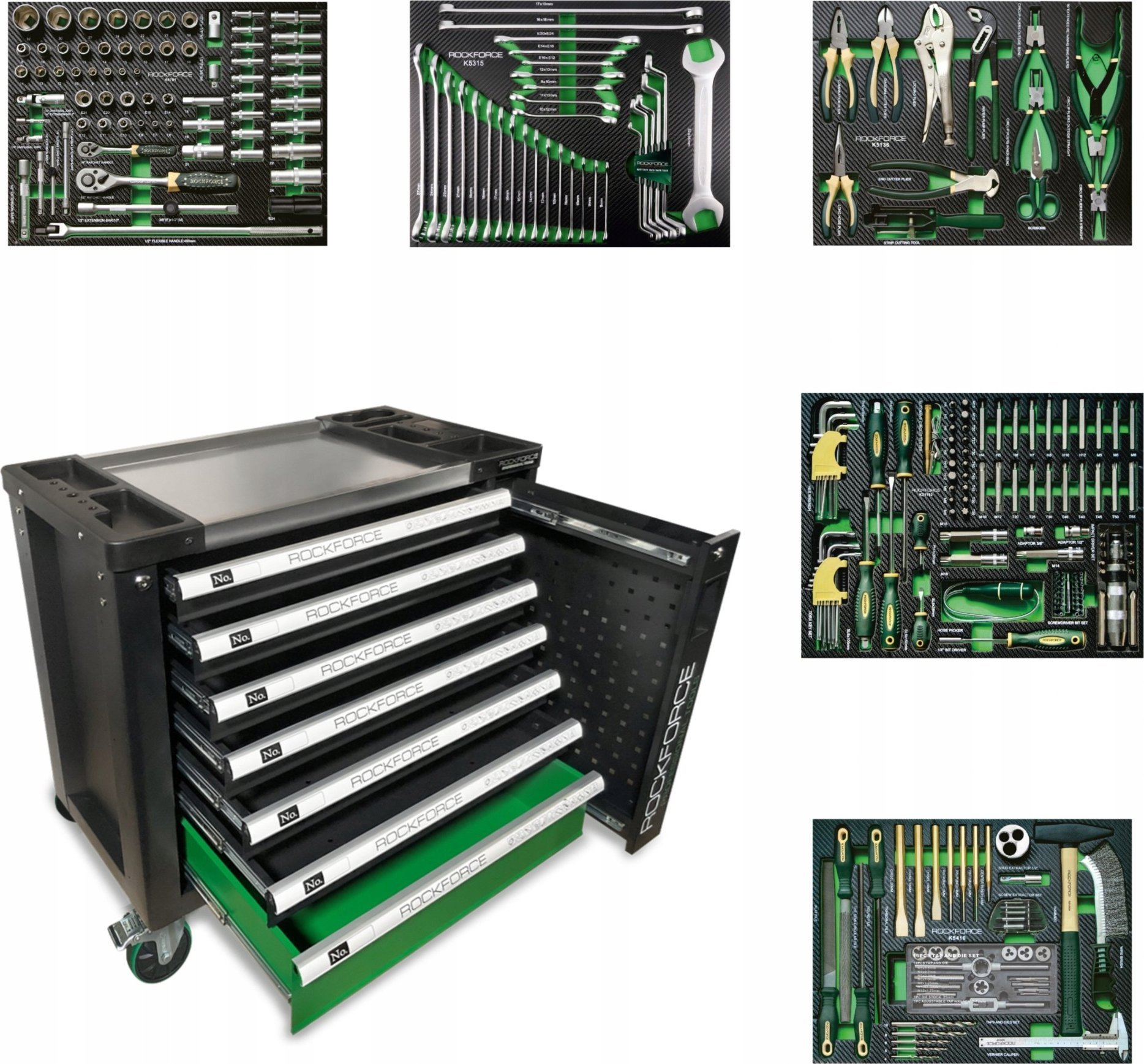 Wózek narzędziowy Rockforce Wózek narzędziowy 7 półek z kompletem narzędzi 274+12el.