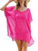 Bluzki damskie - LETNIA TUNIKA PLAŻOWA PAREO NARZUTKA NA PLAŻĘ SUKIENKA DAMSKA SZYFON KOLORY - miniaturka - grafika 1