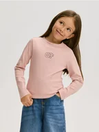 Bluzki dla dziewczynek - Reserved - Koszulka z nadrukiem - różowy - miniaturka - grafika 1