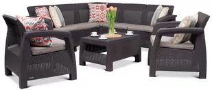 Zestaw mebli ogrodowych CURVER Corfu Relax Duo Set, brązowy-taupe, 4 elementy - Meble ogrodowe - miniaturka - grafika 1