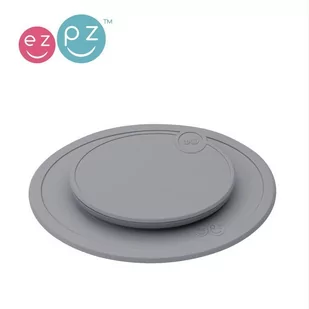 EZPZ Silikonowa pokrywka do małego talerzyka Mini Mat szara - Zestawy naczyń dla dzieci - miniaturka - grafika 1