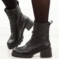 Botki damskie - Czarne trapery damskie Vinceza 89136 - miniaturka - grafika 1