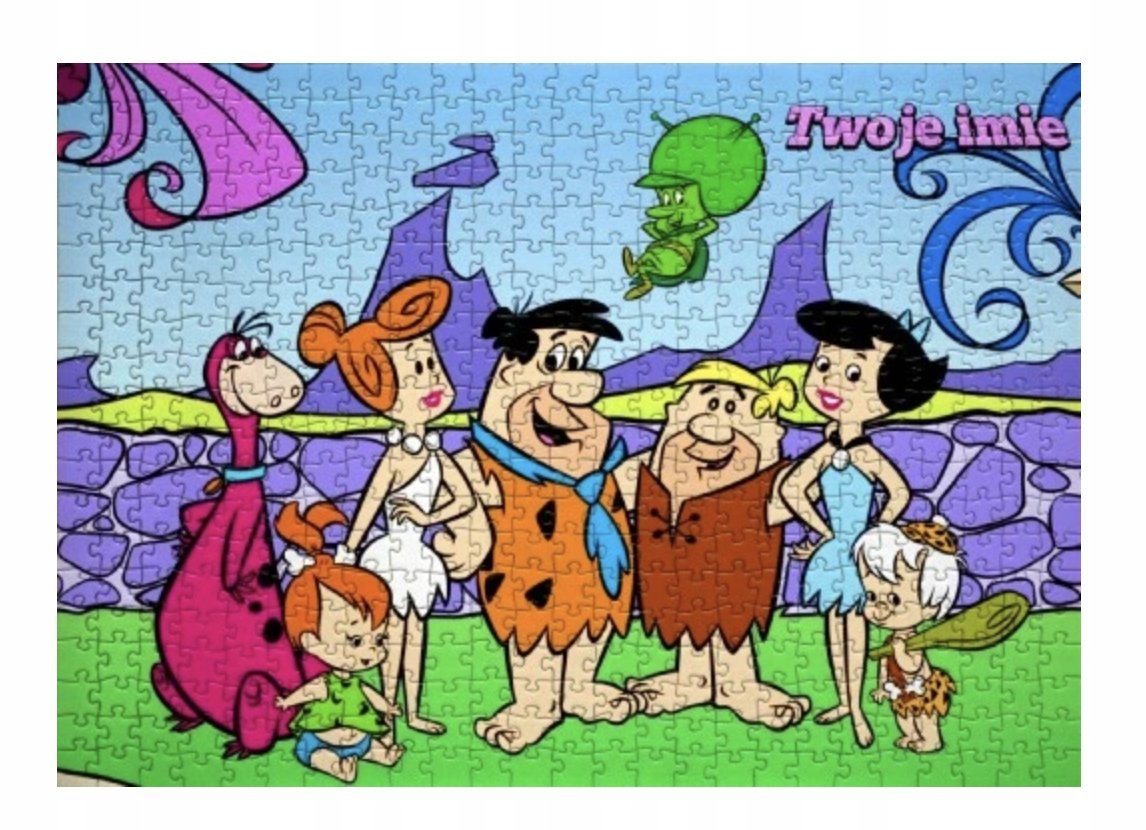 Puzzle FLINSTONOWIE BAJKA PREZENT A3 252 el z Nadrukiem + IMIĘ Pudełko 33