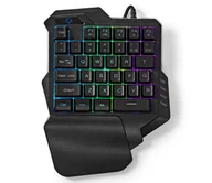 Zestawy myszka + klawiatura - Nedis GKBDS110BK - LED RGB Jednoręczna klawiatura do gier 5V - miniaturka - grafika 1