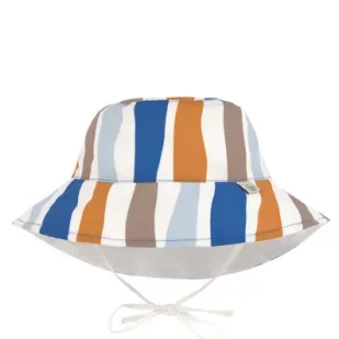 Lassig Dwustronny kapelusz przeciwsłoneczny UV80 Splash & Fun Fale blue/nature, rozm. 50/51 - Czapeczki dla niemowląt - miniaturka - grafika 1