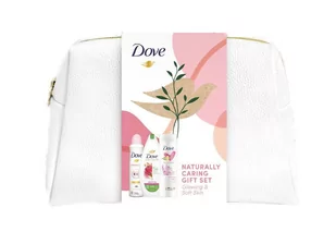 DOVE Zestaw prezentowy damski GLOWING+KOSMETYCZKA, deo spray 150 ml + żel pod prysznic 225 ml + balsam do ciała 250 ml - Zestawy kosmetyków damskich - miniaturka - grafika 1
