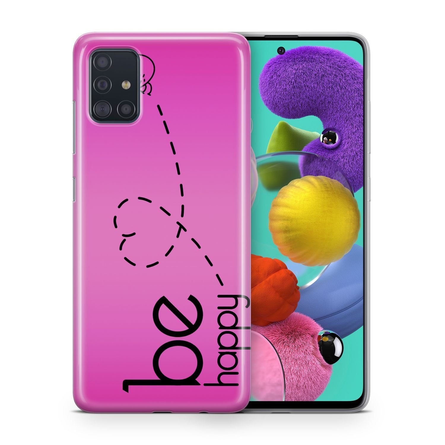 Etui na telefon komórkowy do Xiaomi Mi 11i / Poco F3 Etui Cover Bag Bumper Cases TPU, Model: Xiaomi Mi 11i / Poco F3, Wybierz wzór: Be Happy Pink