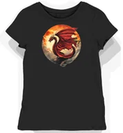 Koszulki i topy damskie - Koszulka damska czarna z motywem czerwonego smoka w czasach średniowiecza XS - miniaturka - grafika 1