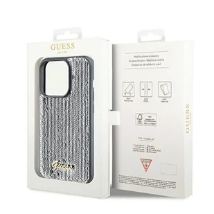 Etui Guess GUHCP14LPSFDGSS Apple iPhone 14 Pro hardcase Sequin Script Metal srebrny/silver - Etui i futerały do telefonów - miniaturka - grafika 9