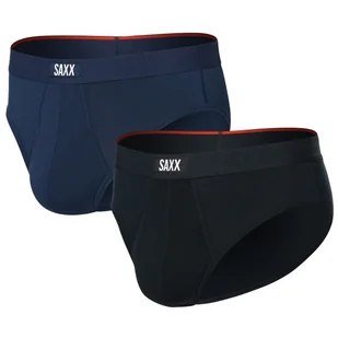 Slipy męskie Saxx Vibe Xtra Soft Comfort Brief Fly 2Pk Rozmiar: M / Kolor: czarny/niebieski - Bielizna sportowa męska - miniaturka - grafika 1