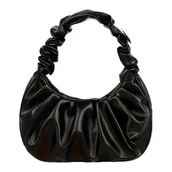 Torebki damskie - Stylowa Torebka na Ramię z Falbanką z Eko-Skóry Czarna - miniaturka - grafika 1