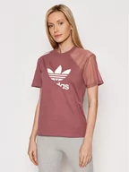 Koszulki sportowe damskie - Adidas T-Shirt adicolor Split Trefoil HC7044 Różowy Regular Fit - miniaturka - grafika 1