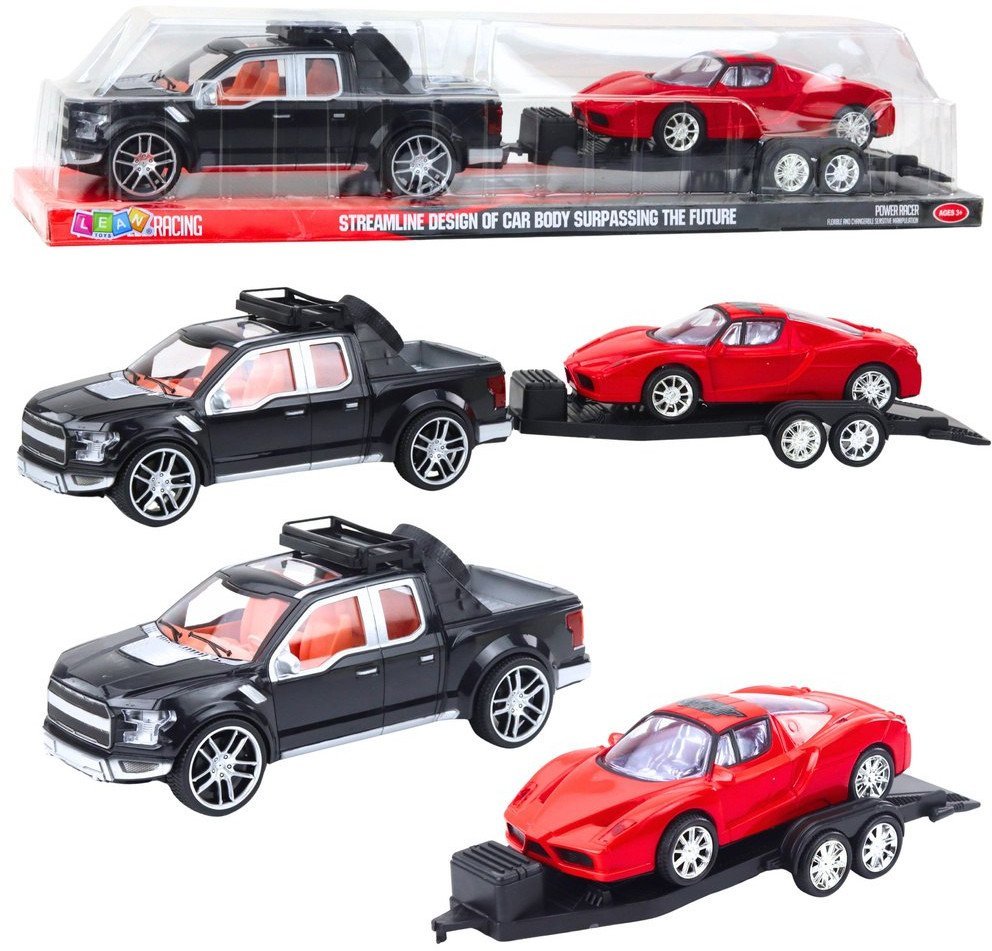 Zestaw Samochód Terenowy Czarny Laweta Samochód Czerwony Sportowy 59cm