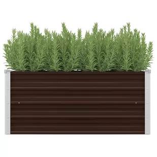 vidaXL Donica ogrodowa, brązowa, 100 x 40 x 45 cm, galwanizowana stal - Donice - miniaturka - grafika 1