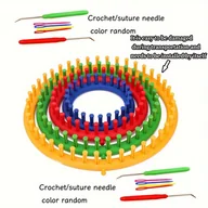 Rękodzieło - TEMU 1/4 Okrągły do , Losowy, Plastikowe Narzędzie do Robienia na Drutach DIY, Okrągłe do Grubej Włóczki, Czapki i Szaliki dla Początkujących, - miniaturka - grafika 1