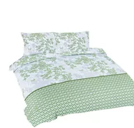 Pościel - Pościel 160x200 Liście geometria biała zielona Universal Matex - miniaturka - grafika 1