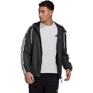 Kurtki męskie - adidas Męska kurtka BSC 3s Wind JKT, czarny/czarny/biały, L, Czarny/Czarny/Biały, L - miniaturka - grafika 1