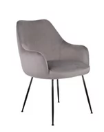 Krzesła - Krzesło Sally, do jadalni, tapicerowane, walurowe, szare, do toaletkim, szare - miniaturka - grafika 1