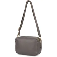 Torebki damskie - Skórzana damska torebka listonoszka dwukomorowa pojemna na pasku taupe P10 - miniaturka - grafika 1