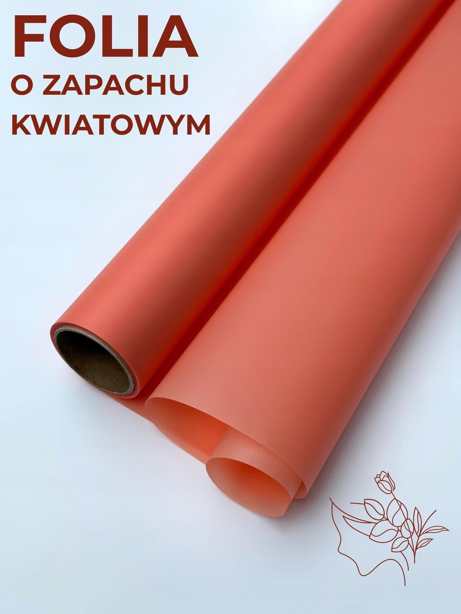 Matowa folia do pakowania o zapachu róży 50cmX9m Brzoskwinia, 1555