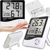 Stacje pogodowe - Stacja Pogody Termometr Higrometr Zegarek Data Zegar Lcd Pokojowy 5W1 - miniaturka - grafika 1