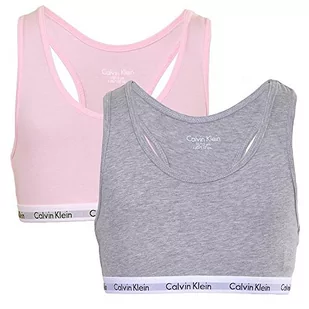 Calvin Klein Dziewczęcy 2-pak, biustonosz bez fiszbin, Grey Htr/Unique, 8-10 Lat - Biustonosze - miniaturka - grafika 1