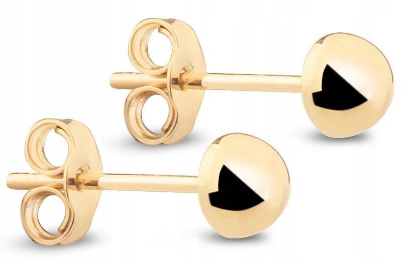 DAMSKIE ZŁOTE KLASYCZNE KOLCZYKI PÓŁKULKI 6MM 14KT 585