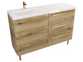 Szafki łazienkowe - Szafka Stojąca Z Umywalką ATHD 120 cm S Lewa - Dąb Evoke Coast Mat - Uchwyty Złote Polerowane - miniaturka - grafika 1