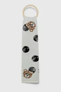 Apaszki i szaliki damskie - Moschino szalik wełniany kolor biały wzorzysty - grafika 1