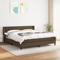 Łóżka - Lumarko Łóżko kontynentalne z materacem, brązowe, tkanina, 180x200 cm - miniaturka - grafika 1