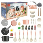 Zabawy w naśladowanie dorosłych - Garnki Dla Dzieci Zestaw Kuchenny Naczynia Xxl Ryżowar Miseczki Talerze Róż - miniaturka - grafika 1