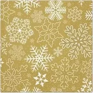 Folia, papier śniadaniowy, serwetki - Serwetki Płatki śniegu złote 33x33cm 20szt - PAW - miniaturka - grafika 1