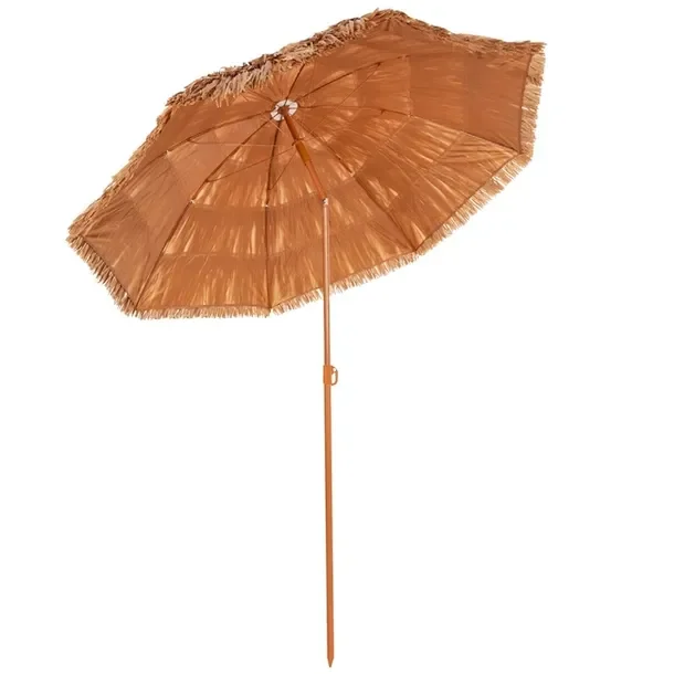 Parasol plażowy z pokrowcem, składany parasol do ogrodu, hawajski, brązowy