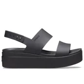 Klapki i japonki damskie - Klapki Crocs Brooklyn Low Wedge 206453-060 - czarne - miniaturka - grafika 1