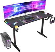 Biurka gamingowe - WISFOR 160cm biurko gamingowe z RGB, ergonomiczne biurko komputerowe z regulacją wysokości, uchwytem na napoje i słuchawki - miniaturka - grafika 1