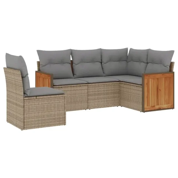Zestaw mebli ogrodowych modułowych, beżowy, rattan PE, 62 x 62 x 69 cm
