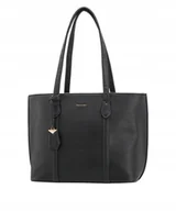 Torebki damskie - Torebka Damska Czarna Shopper Duża Mieści A4 Na Ramię PUCCINI BML040D-1 - miniaturka - grafika 1