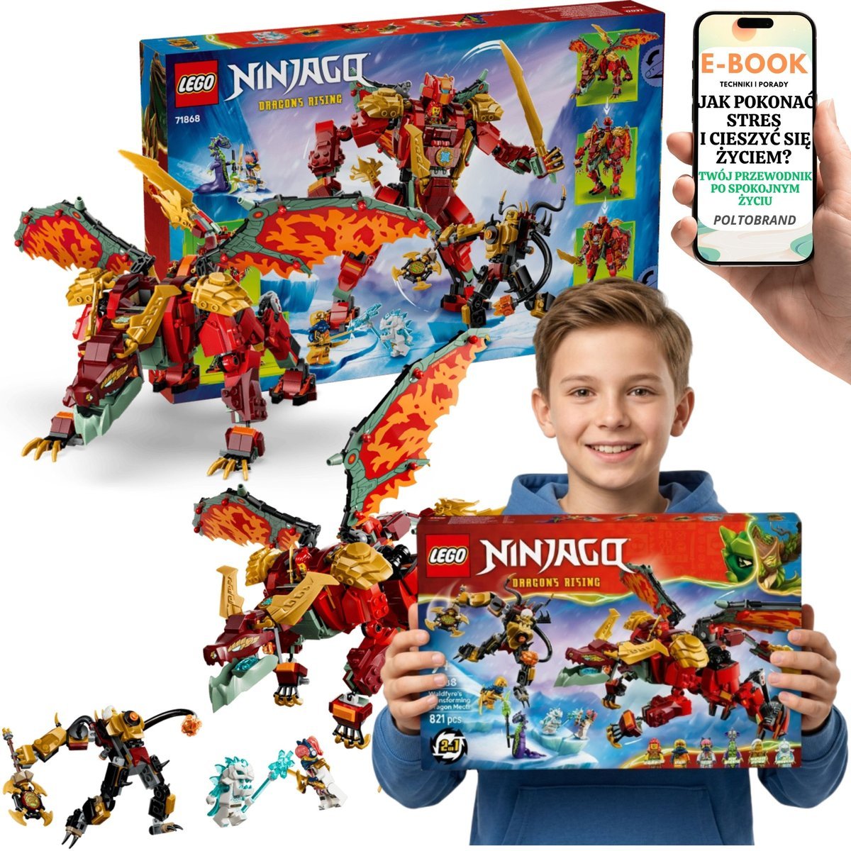 LEGO NINJAGO Smoczy Mech Wyldfyre Smok 2w1 (71868) + E-BOOK-1