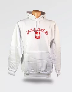 Bluza kangurek z kapturem Polska biała M dla kibica Polski - Bluzy męskie - miniaturka - grafika 1