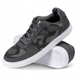 Buty Sportowe Trampki Męskie Damskie Biała Podeszwa Moro Szare Sneakersy - Buty sportowe męskie - miniaturka - grafika 1