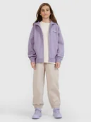 Spodnie i spodenki dla dziewczynek - 4F Spodnie casual joggery z szerokimi nogawkami dziewczęce - beżowe 122 (6-7 lat) - miniaturka - grafika 1