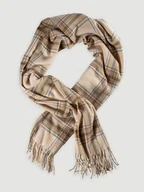 Apaszki i szaliki damskie - Beżowy szalik w kratę - miniaturka - grafika 1