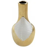 Wazony i flakony - Wazon Ceramiczny Rakel 12X12X23 Beżowy + Złoty - miniaturka - grafika 1