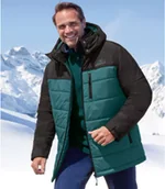 Kurtki męskie - Dwukolorowa, pikowana kurtka z kapturem Mężczyzna Atlas For Men - Kolor : Zielony - Rozmiar : 4XL - miniaturka - grafika 1