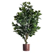 Sztuczne drzewka - Leaf Sztuczne drzewo doniczkowe, mieszane materiały, 100 cm krzew Ficus miedź - miniaturka - grafika 1